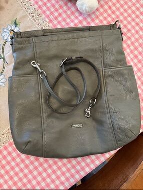 COACH Pebbled Leather Shoulder Bag in Green